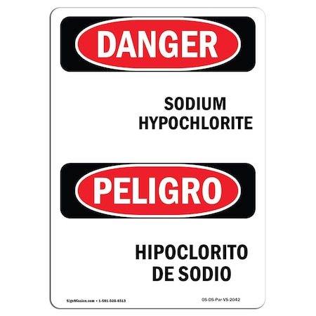 Signmission Safety Sign, 10" Height, Rigid Plastic, Sodium Hypochlorite-Hipoclorito De Sodio, Span OS-DS-P-710-VS-2042